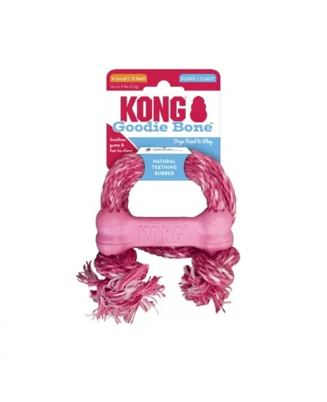 KONG PUPPY GD BONE W/ROPE XSMALL (KP51)