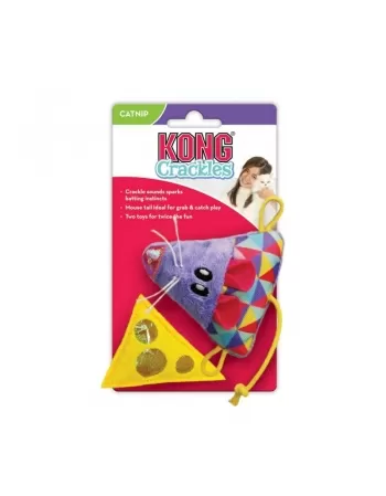 KONG CRACKLES & CHEEZ MOUSE 2-PK(CRCL43)