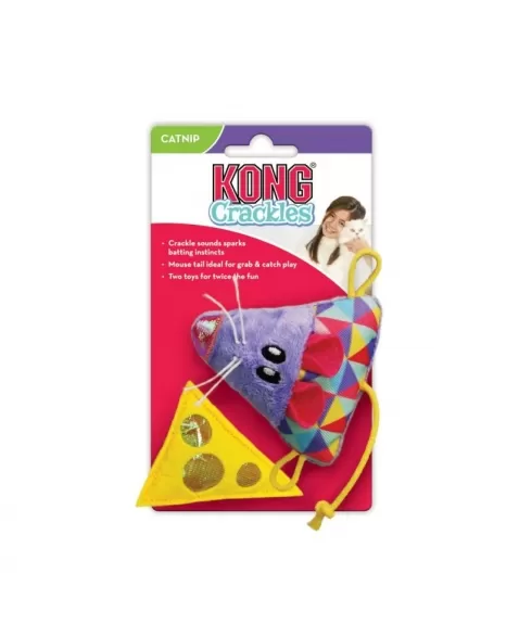 KONG CRACKLES & CHEEZ MOUSE 2-PK(CRCL43)