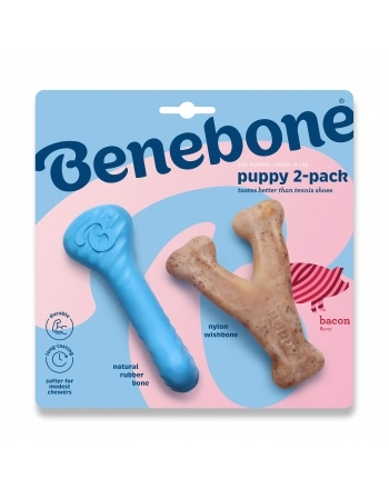 BENEBONE PUPPY 2-PACK RUBBER BONE + WISH BACON (BB 670244)